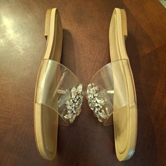 Zara Embellished Flat Vinyl Slip-On Fashion Sandals Women Size 7.5 - Picture 5 of 14